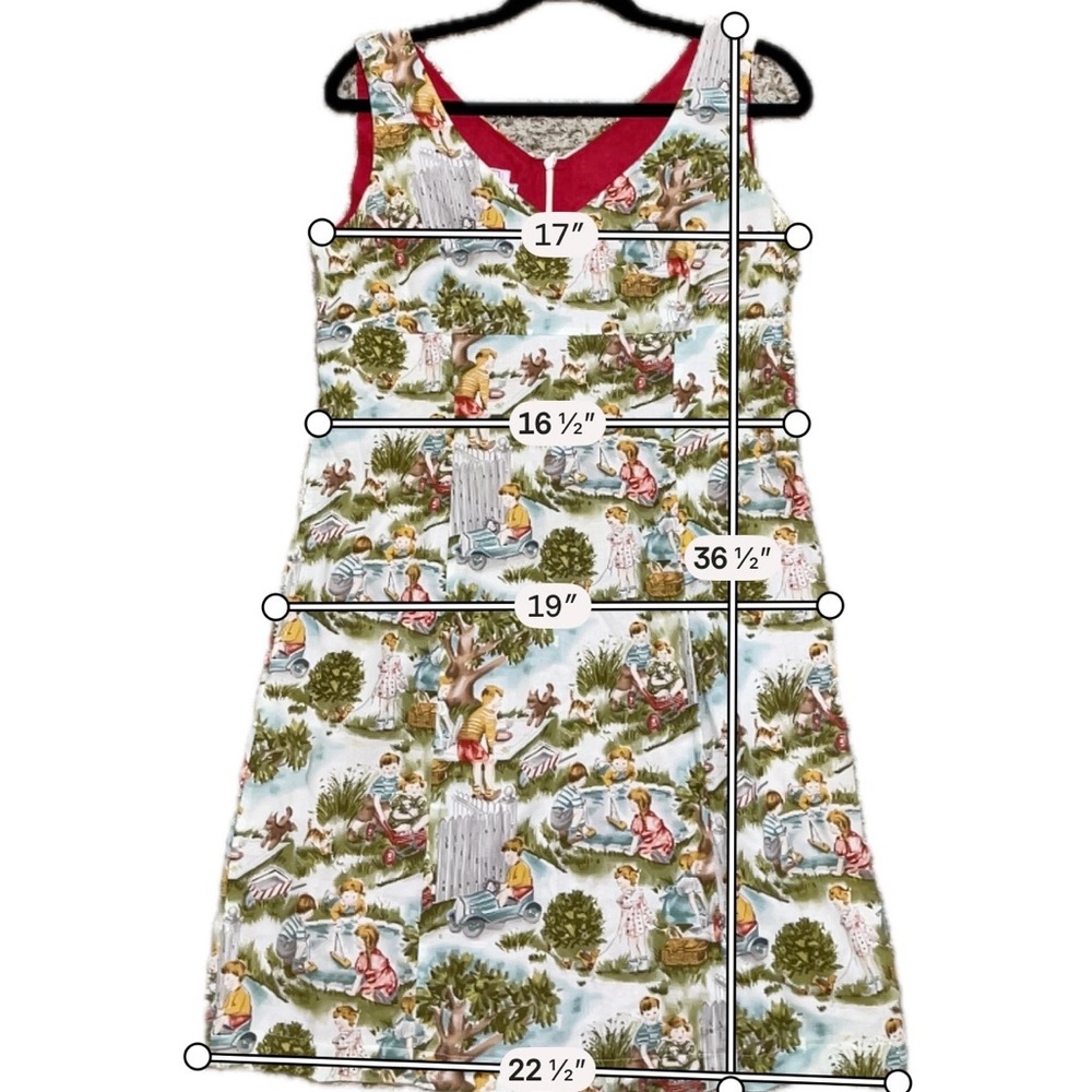 Love Life Felice Pappas Novelty Print Dress Storybook Picnic Cottagecore Large - Picture 5 of 6